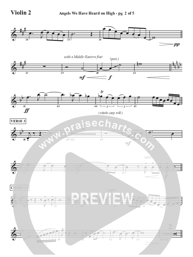 Angels We Have Heard On High Violin 2 (Aaron Stewart)