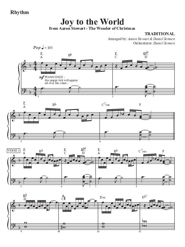 Joy To The World Rhythm Chart (Aaron Stewart)