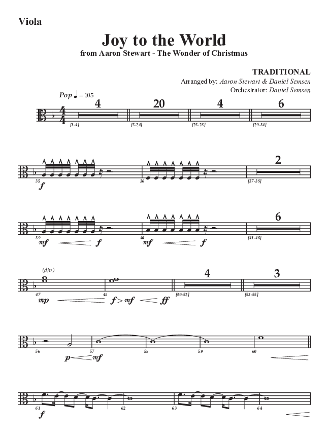 Joy To The World Viola (Aaron Stewart)