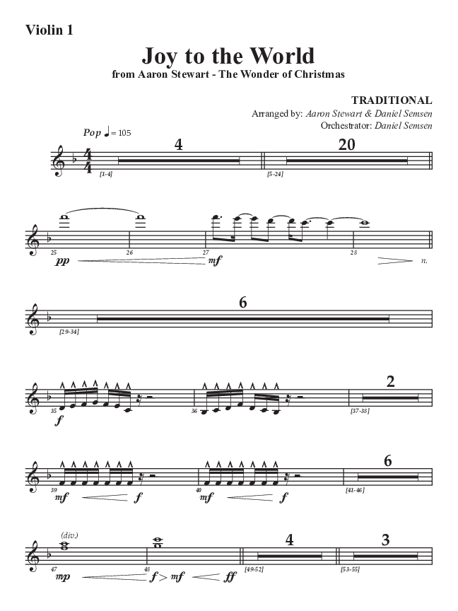 Joy To The World Violin 1 (Aaron Stewart)