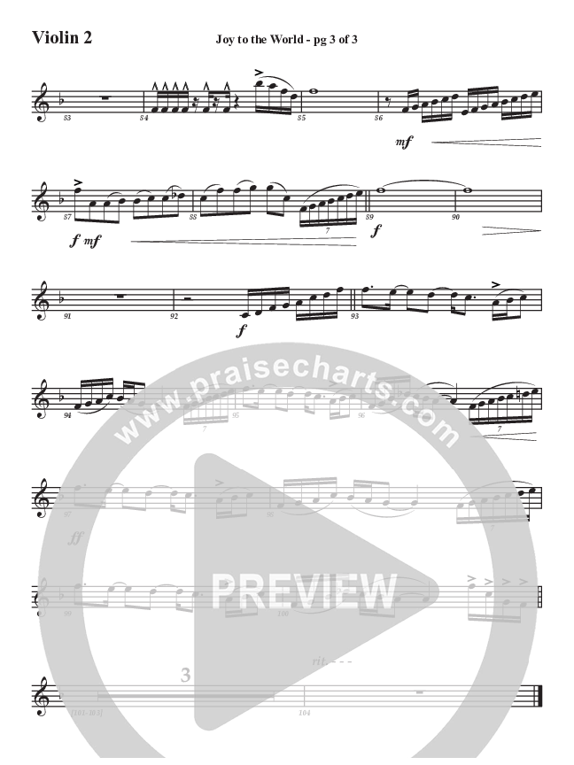 Joy To The World Violin 2 (Aaron Stewart)