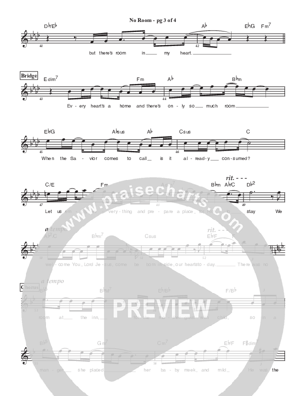 No Room Lead Sheet Melody (Aaron Stewart)