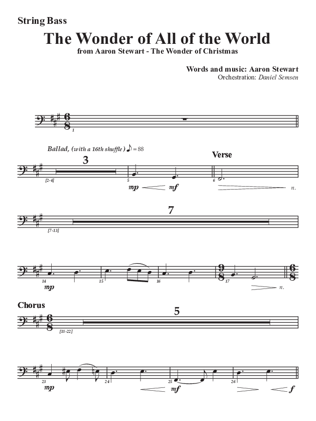 The Wonder Of All The World Double Bass (Aaron Stewart)