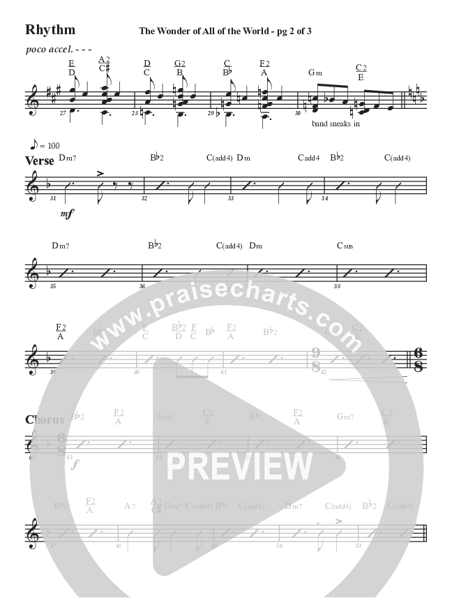 The Wonder Of All The World Rhythm Chart (Aaron Stewart)