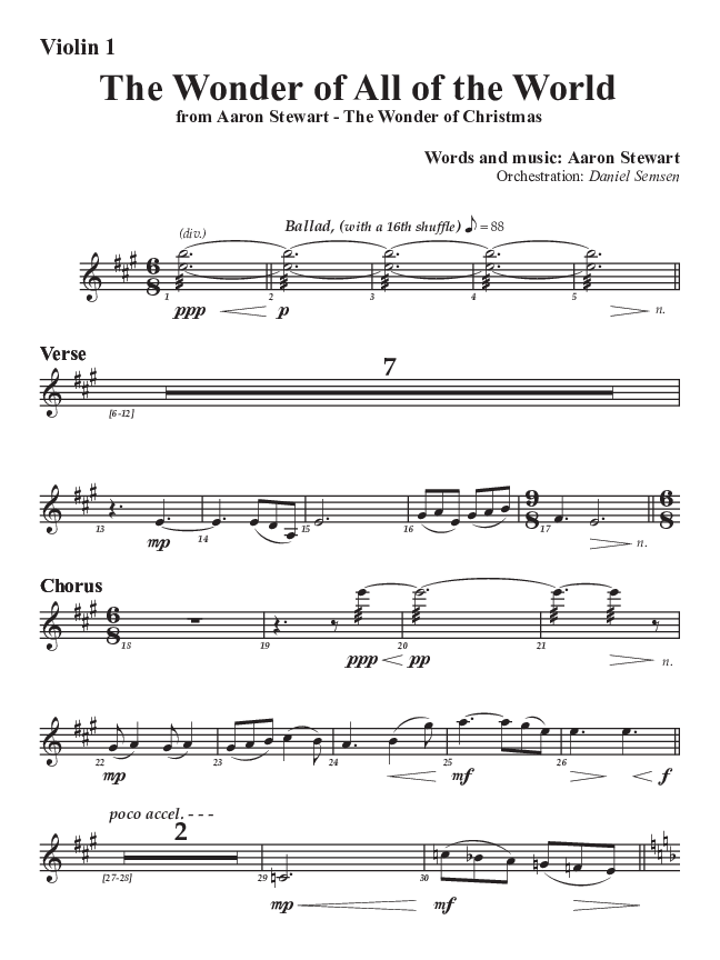 The Wonder Of All The World Violin 1 (Aaron Stewart)
