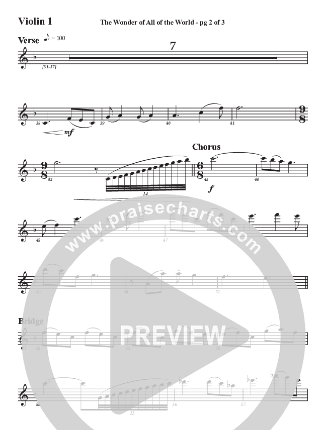 The Wonder Of All The World Violin 1 (Aaron Stewart)