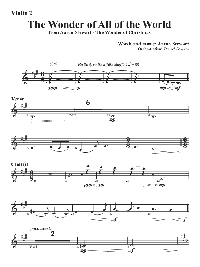 The Wonder Of All The World Violin 2 (Aaron Stewart)