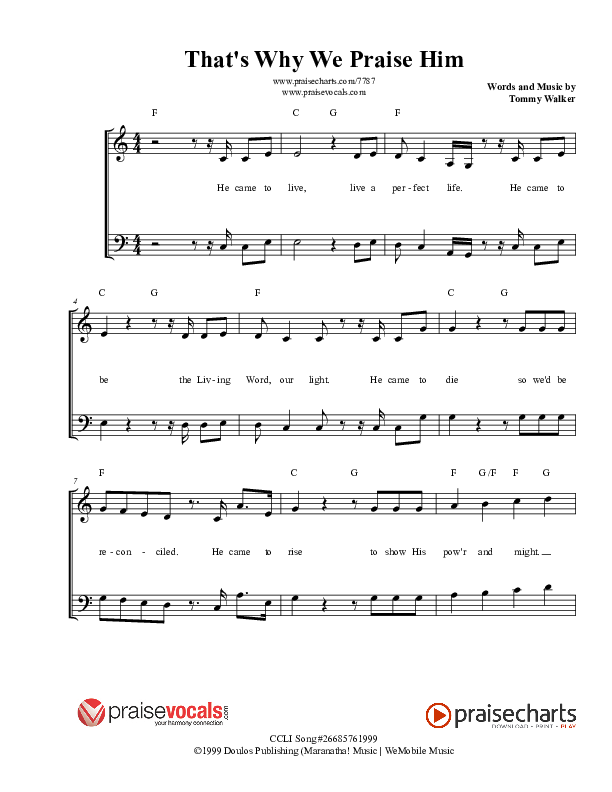 That's Why We Praise Him Lead Sheet (PraiseVocals)