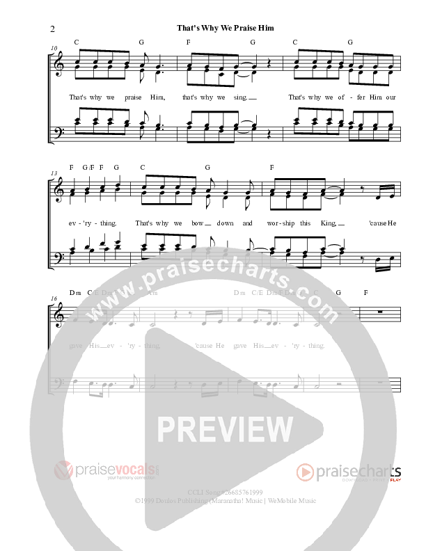 That's Why We Praise Him Lead Sheet (PraiseVocals)