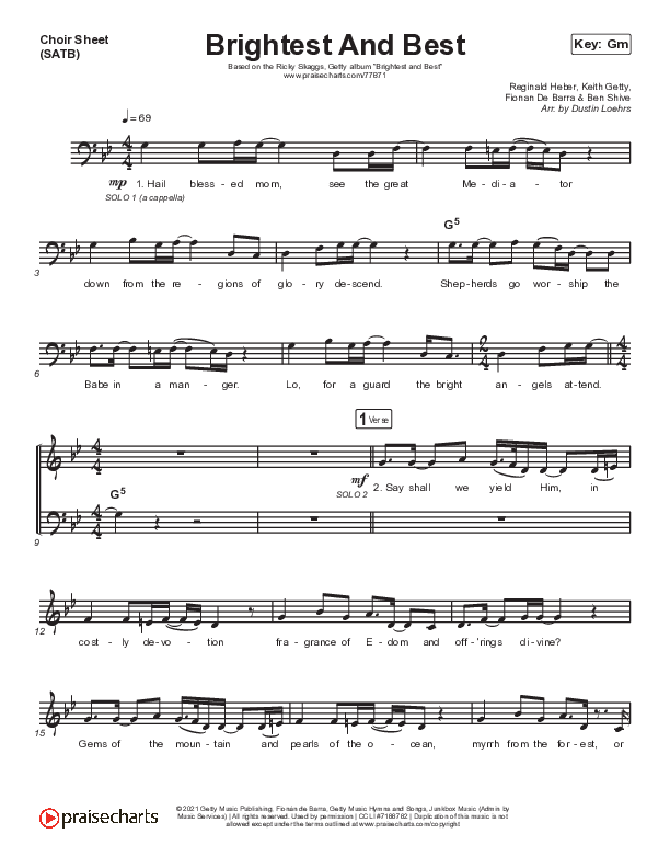 Brightest And Best Choir Sheet (SATB) (Keith & Kristyn Getty / Ricky Skaggs)