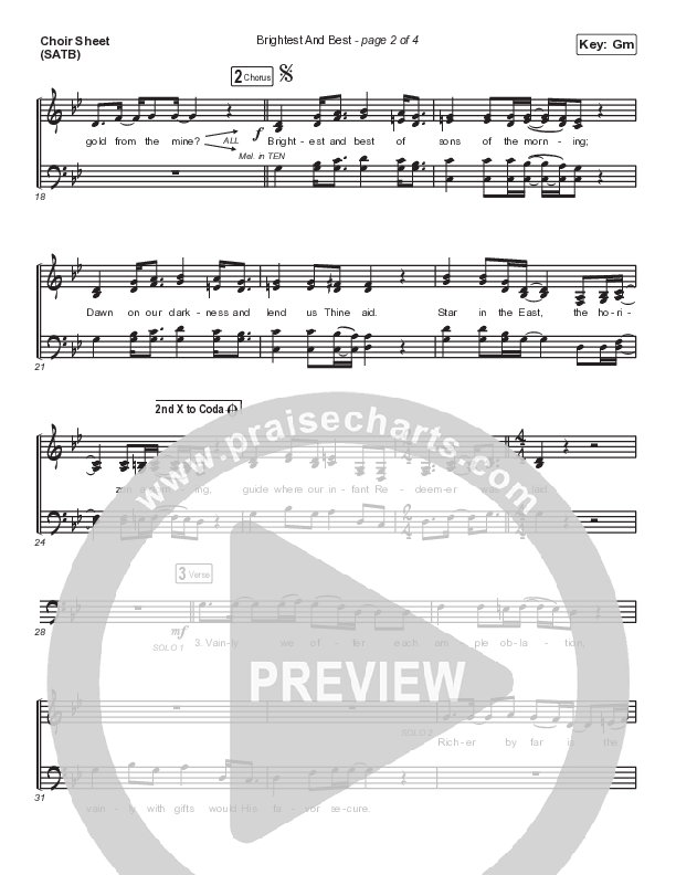 Brightest And Best Choir Sheet (SATB) (Keith & Kristyn Getty / Ricky Skaggs)