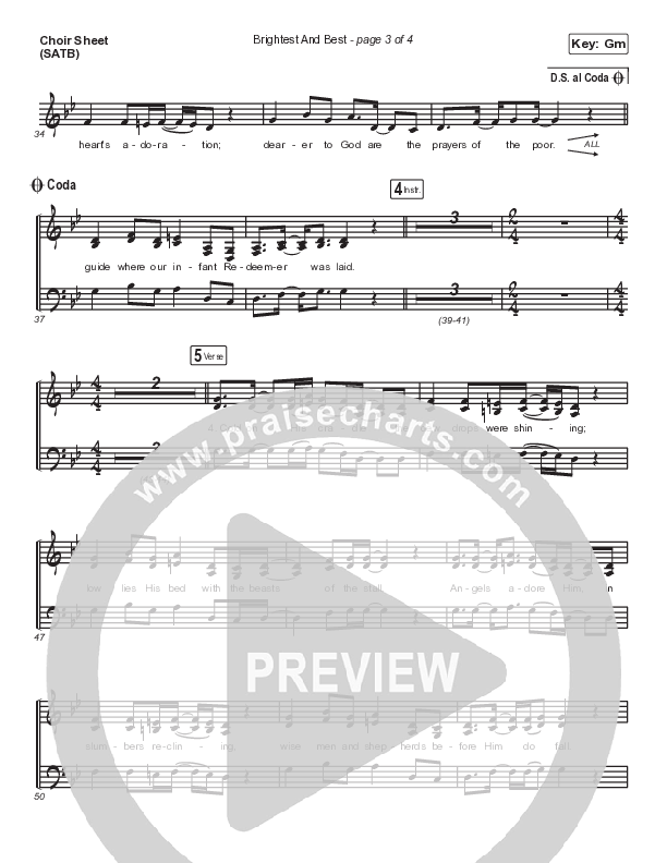Brightest And Best Choir Sheet (SATB) (Keith & Kristyn Getty / Ricky Skaggs)