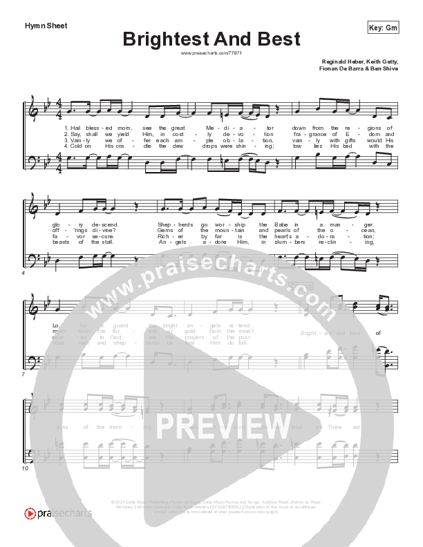 Brightest And Best Hymn Sheet (Keith & Kristyn Getty / Ricky Skaggs)