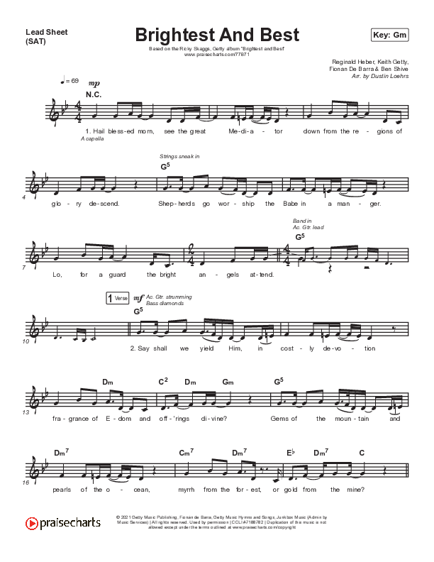 Brightest And Best Lead Sheet (SAT) (Keith & Kristyn Getty / Ricky Skaggs)