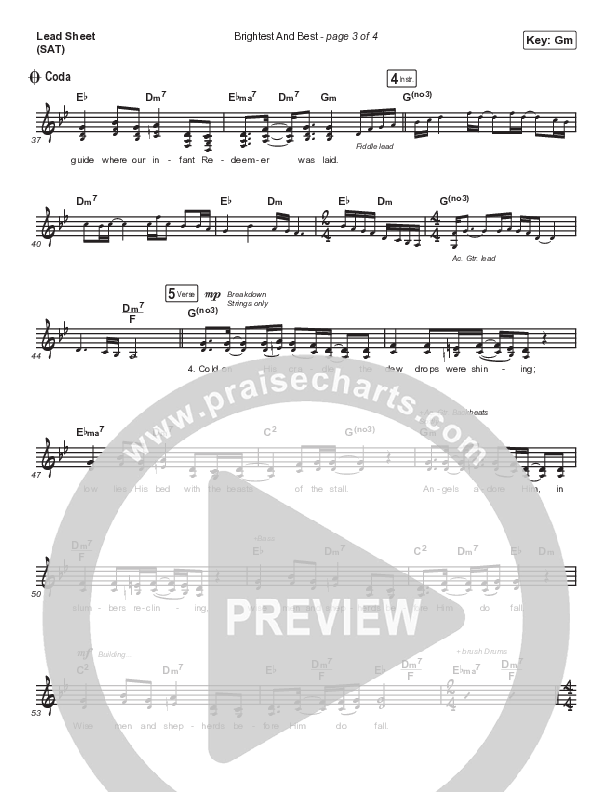 Brightest And Best Lead Sheet (SAT) (Keith & Kristyn Getty / Ricky Skaggs)