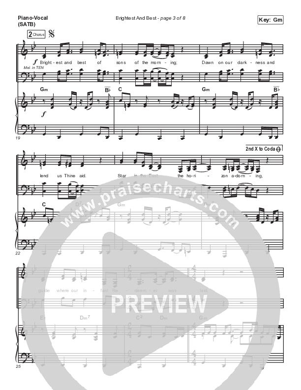 Brightest And Best Piano/Vocal (SATB) (Keith & Kristyn Getty / Ricky Skaggs)
