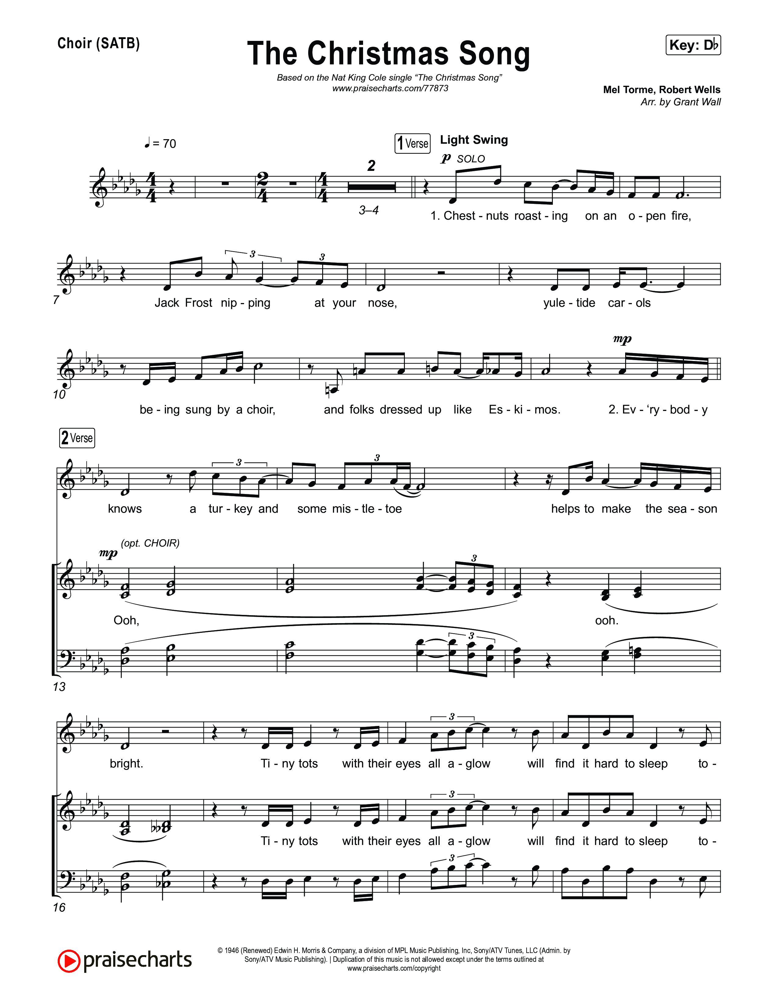 The Christmas Song Choir Sheet (SATB) (Nat King Cole)
