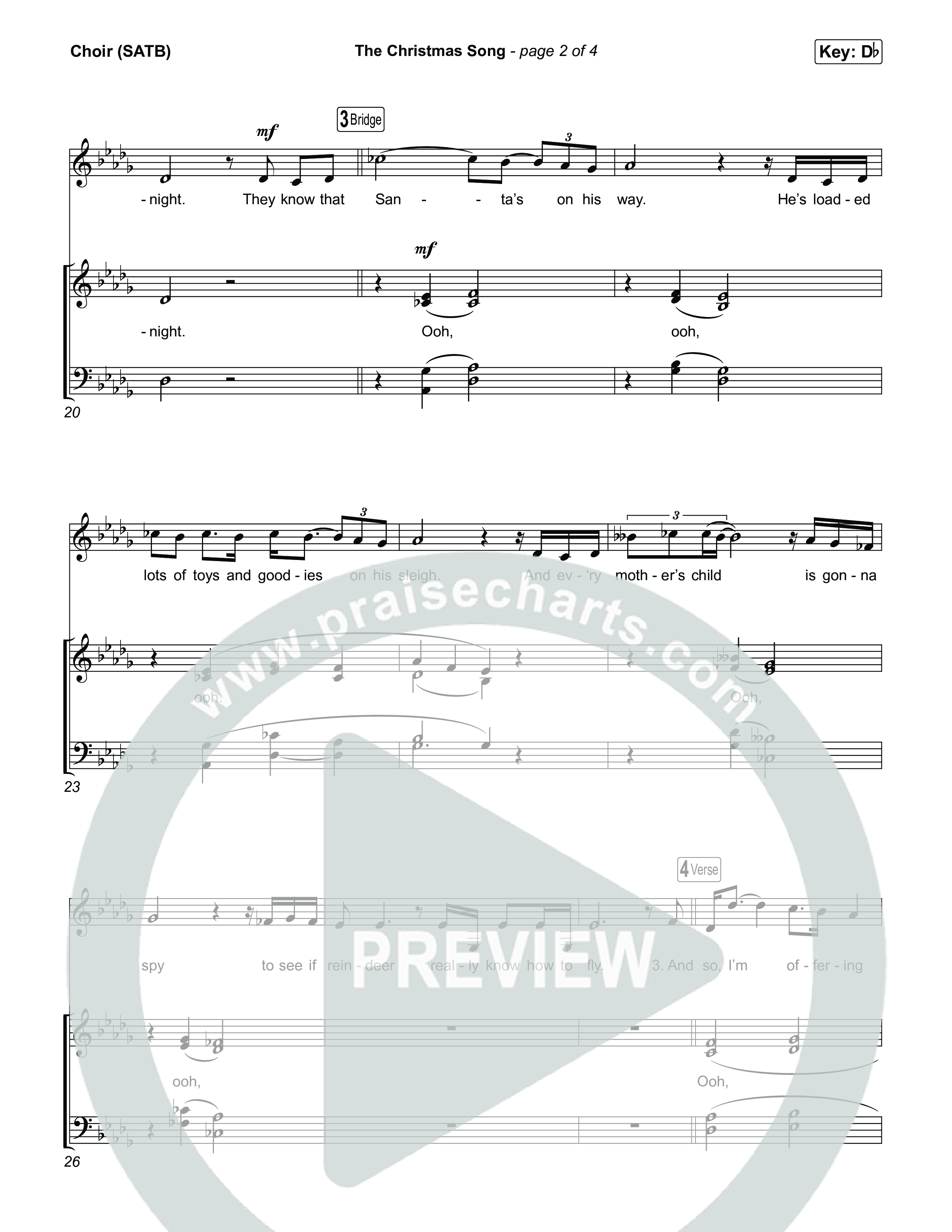 The Christmas Song Choir Sheet (SATB) (Nat King Cole)