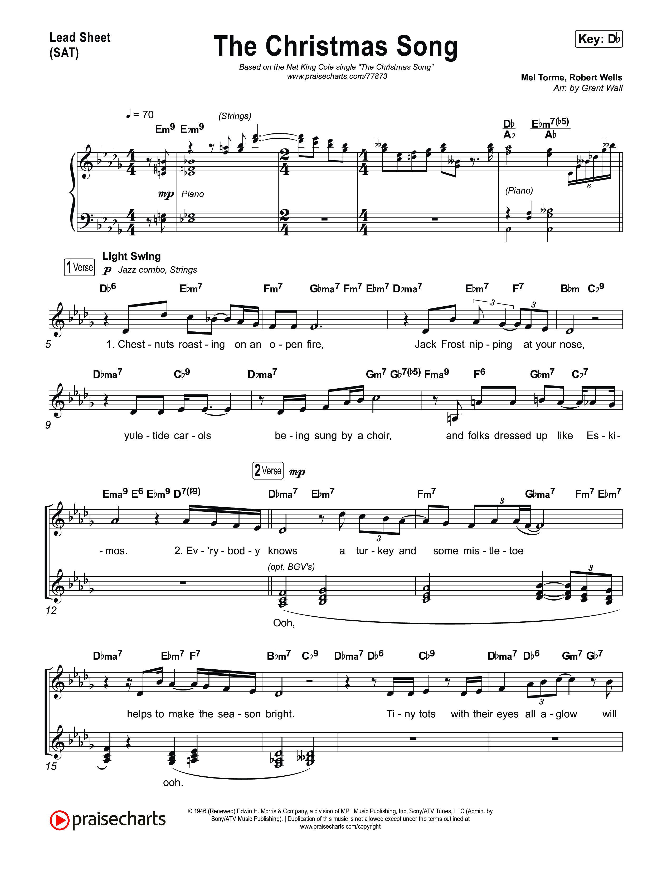 The Christmas Song Lead Sheet (SAT) (Nat King Cole)