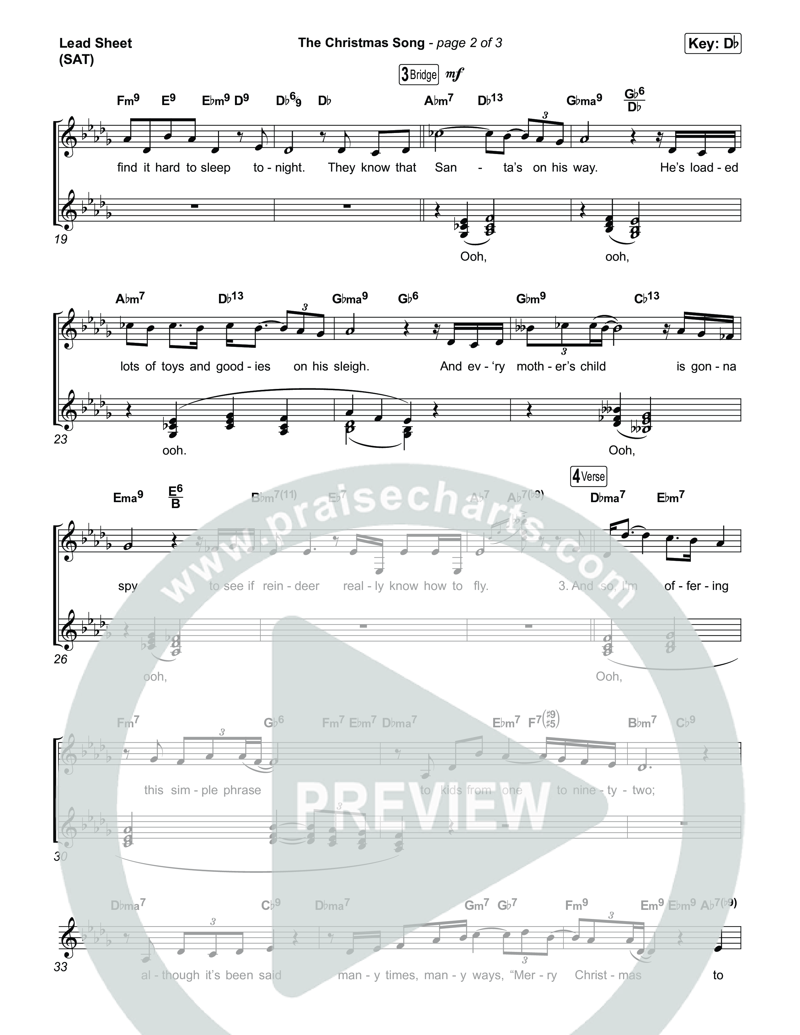 The Christmas Song Lead Sheet (SAT) (Nat King Cole)