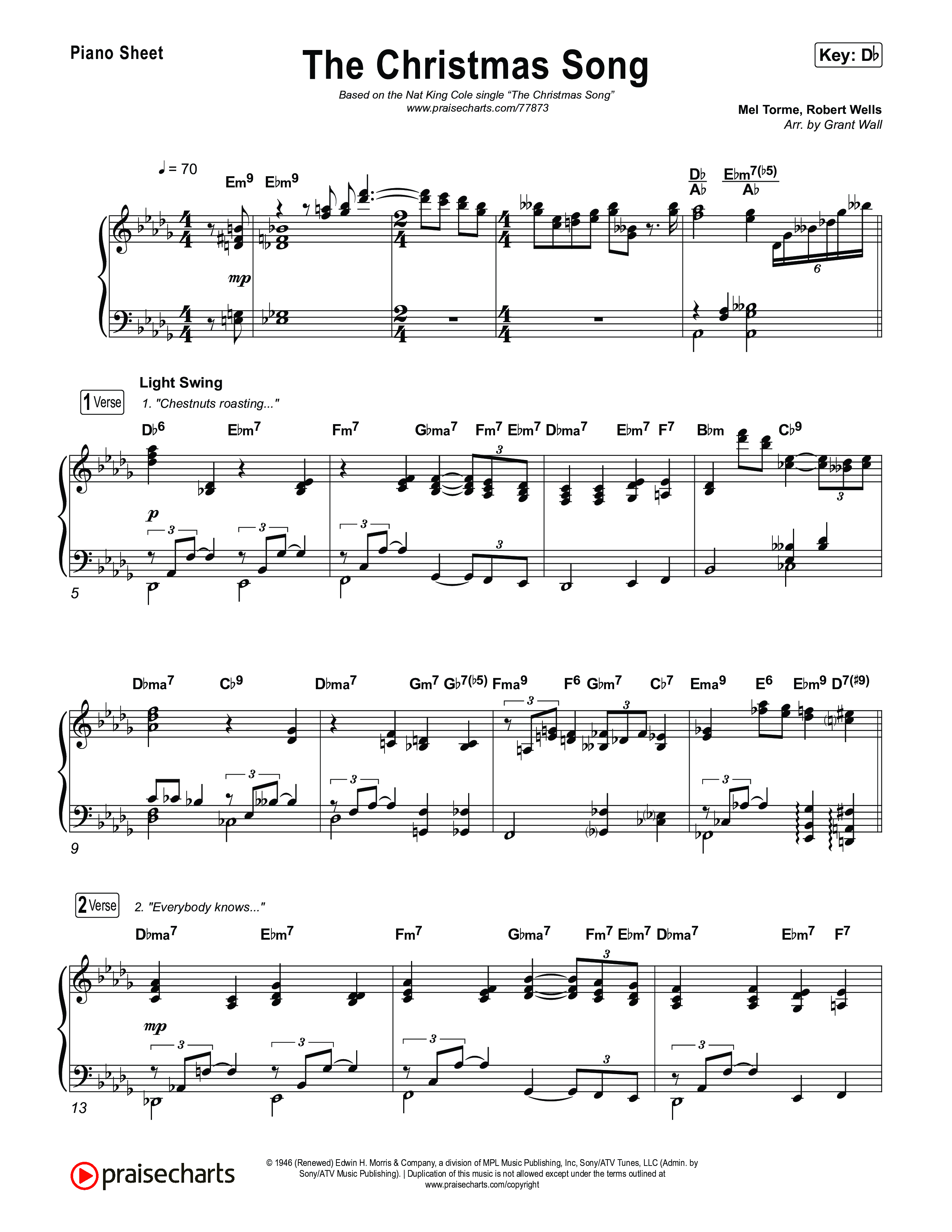 The Christmas Song Piano Sheet (Nat King Cole)