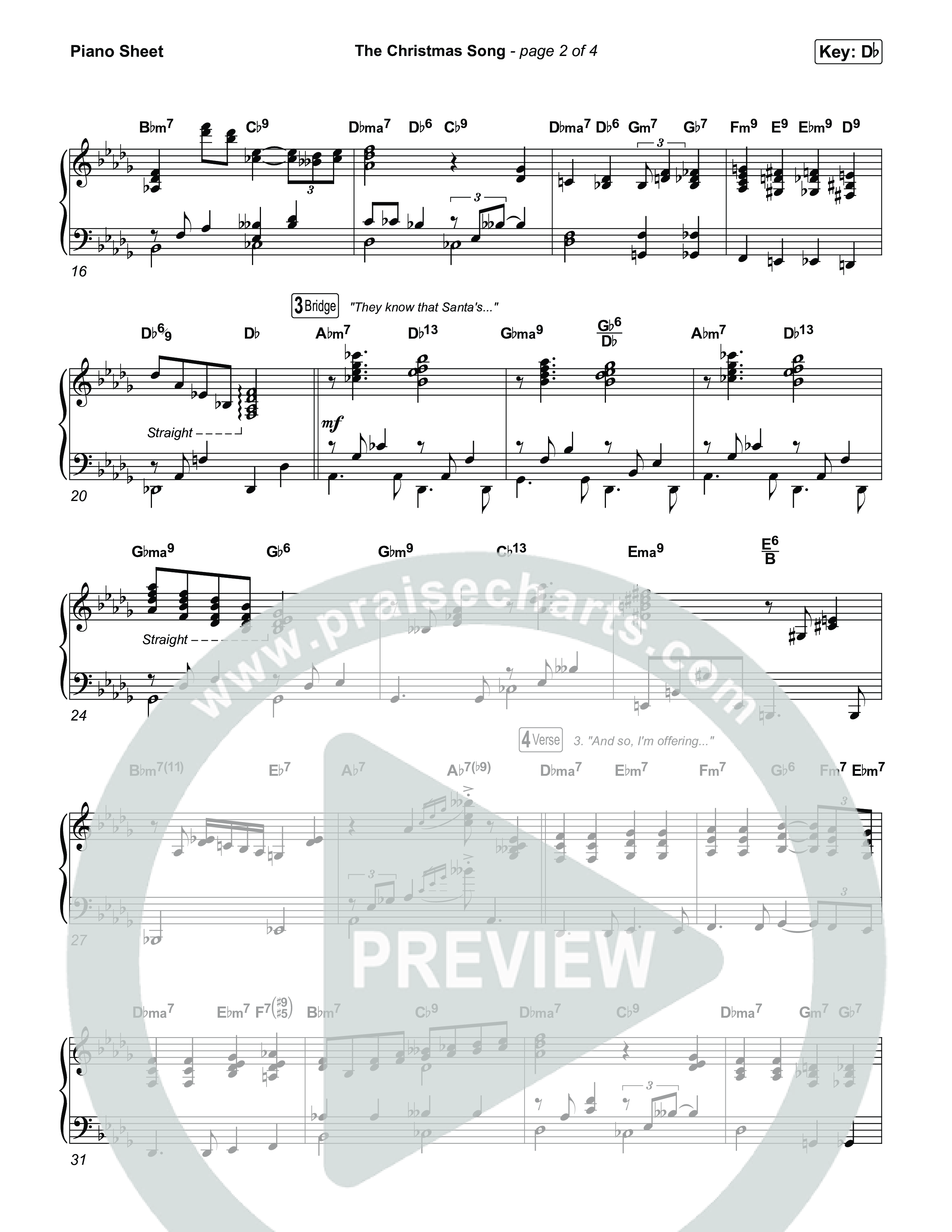 The Christmas Song Piano Sheet (Nat King Cole)