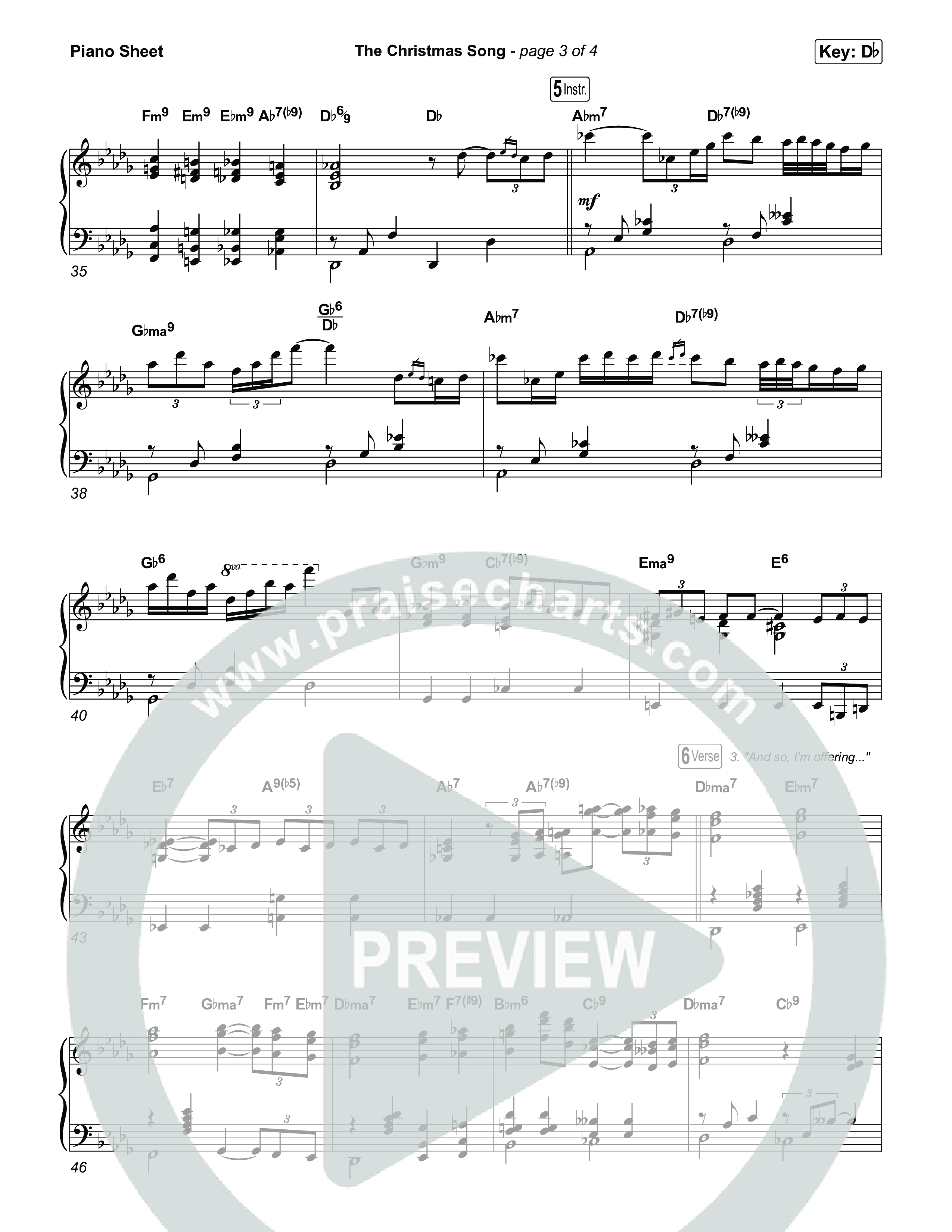 The Christmas Song Piano Sheet (Nat King Cole)