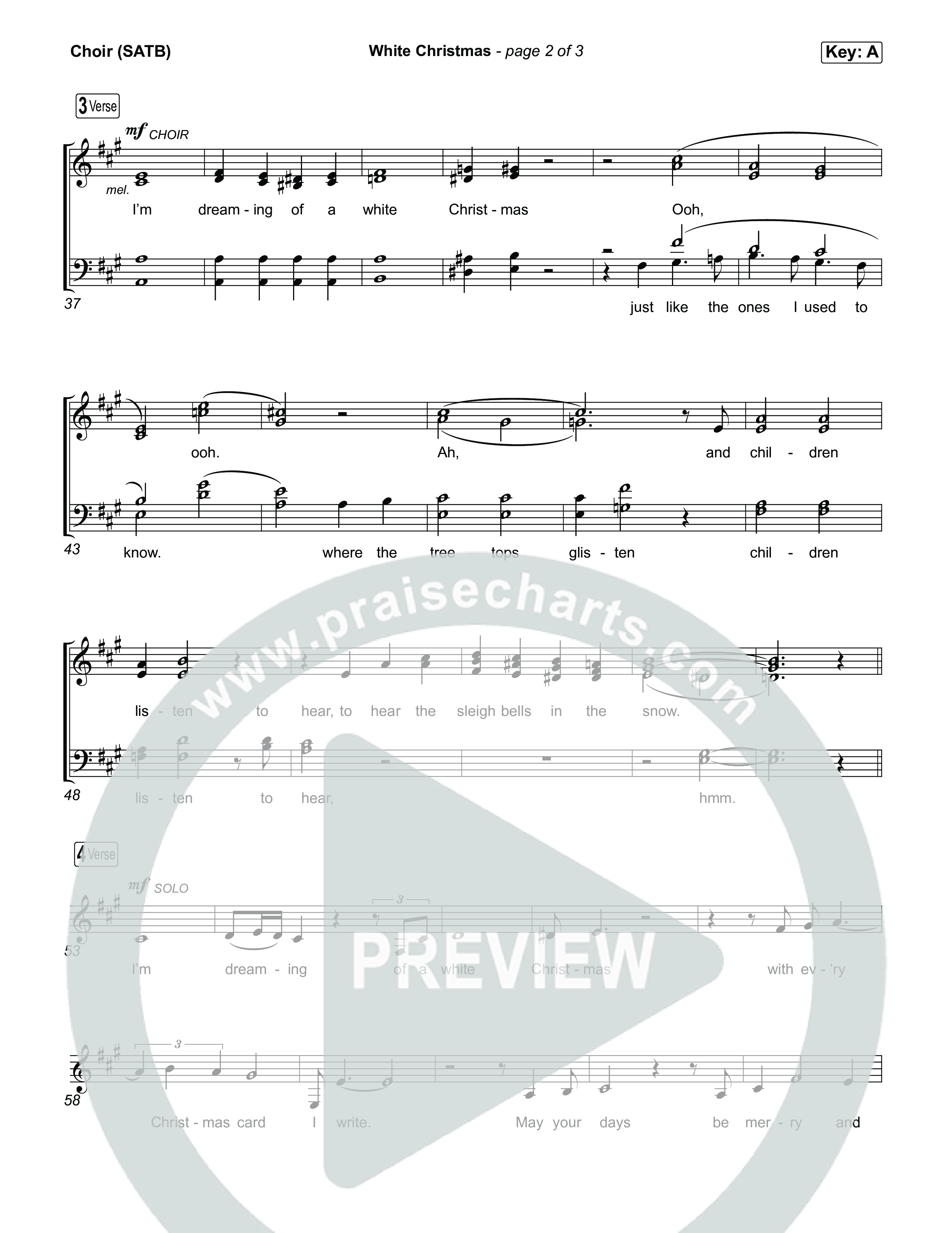 White Christmas Choir Sheet (SATB) (Bing Crosby)
