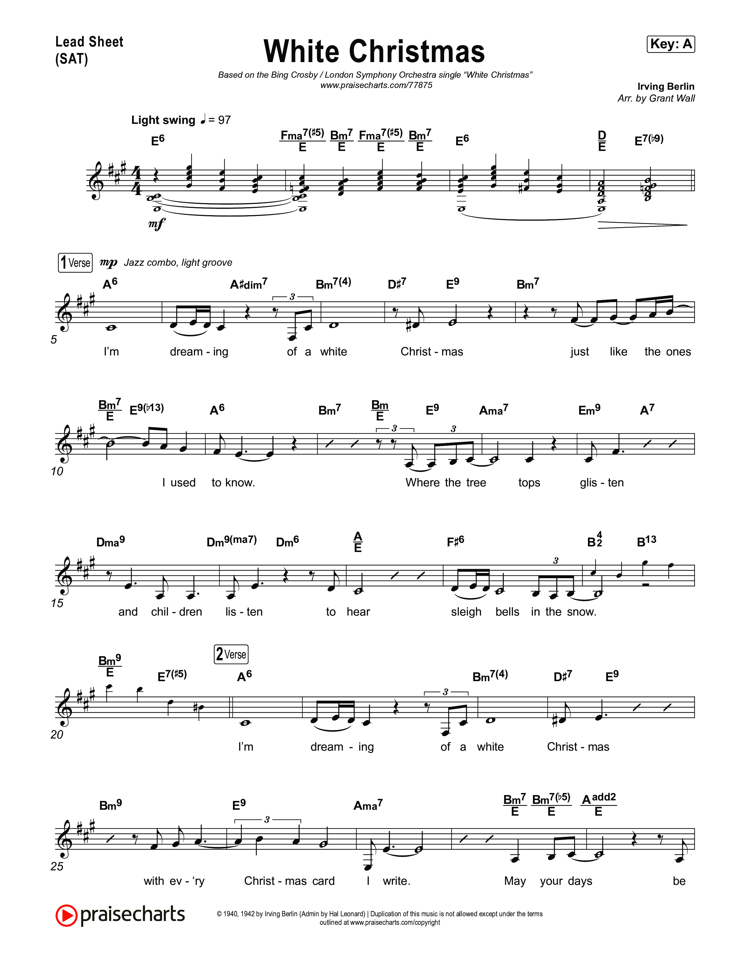 White Christmas Lead Sheet (SAT) (Bing Crosby)
