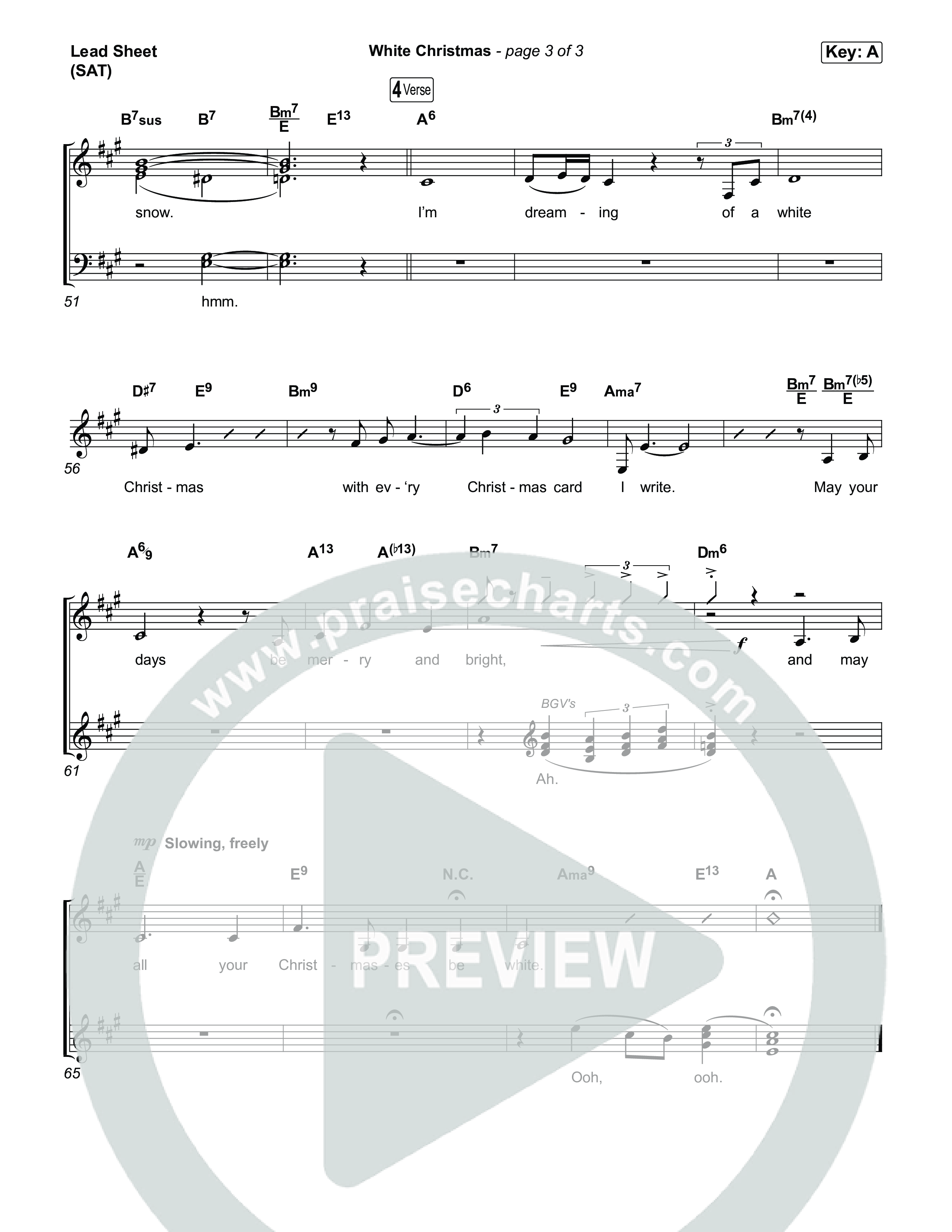 White Christmas Lead Sheet (SAT) (Bing Crosby)