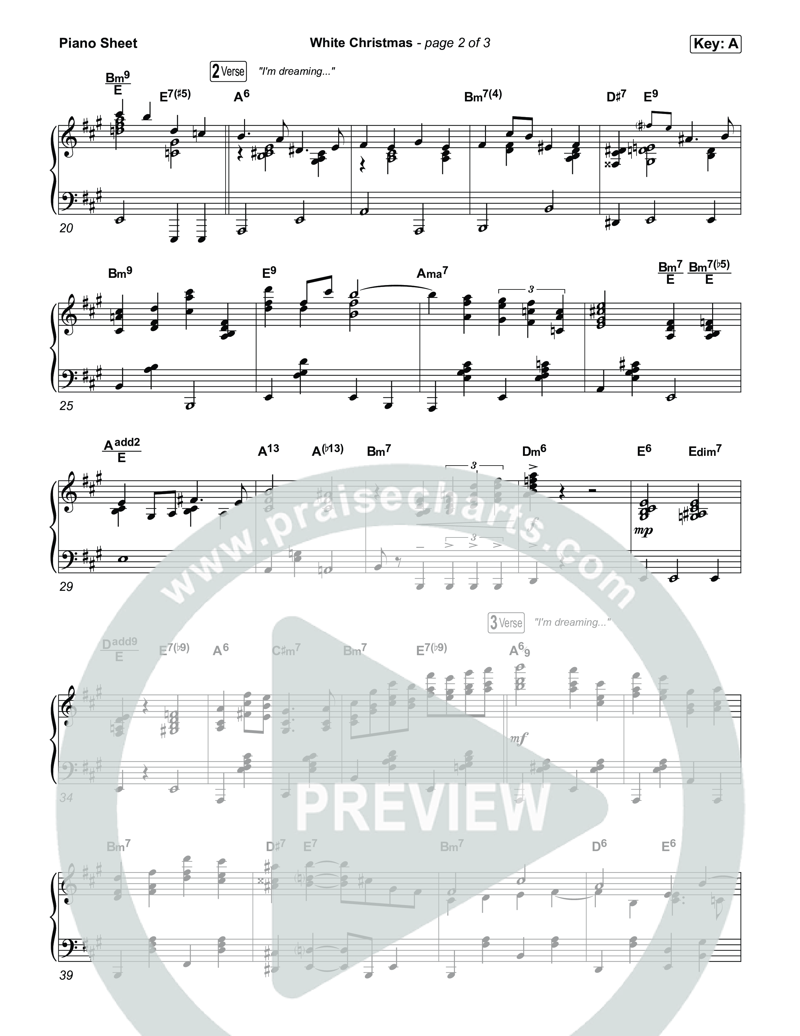 White Christmas Piano Sheet (Bing Crosby)