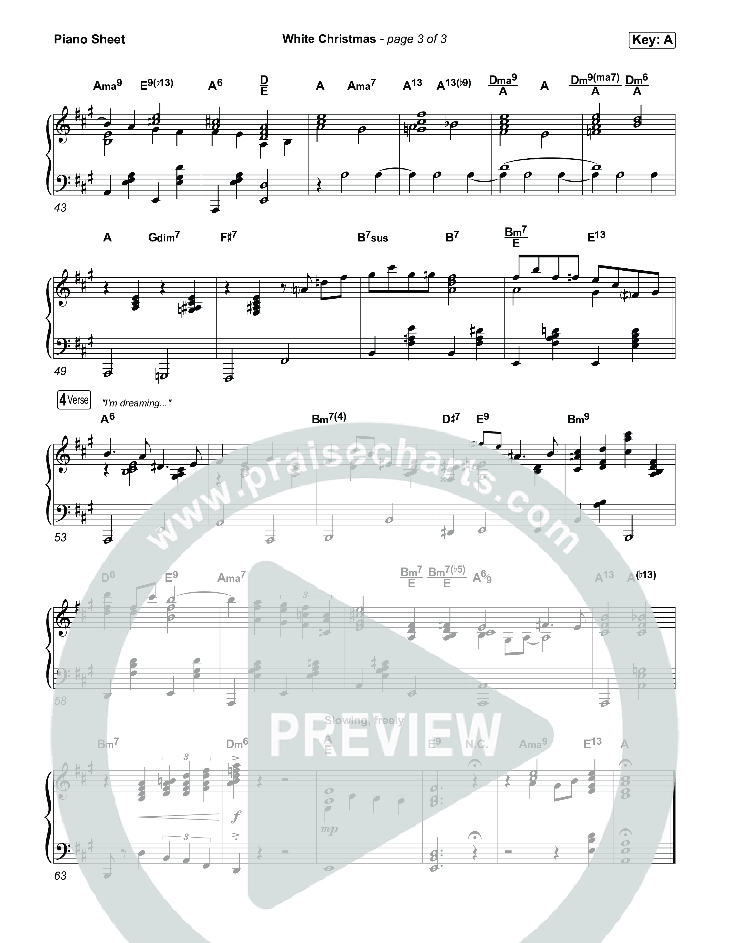 White Christmas Piano Sheet (Bing Crosby)