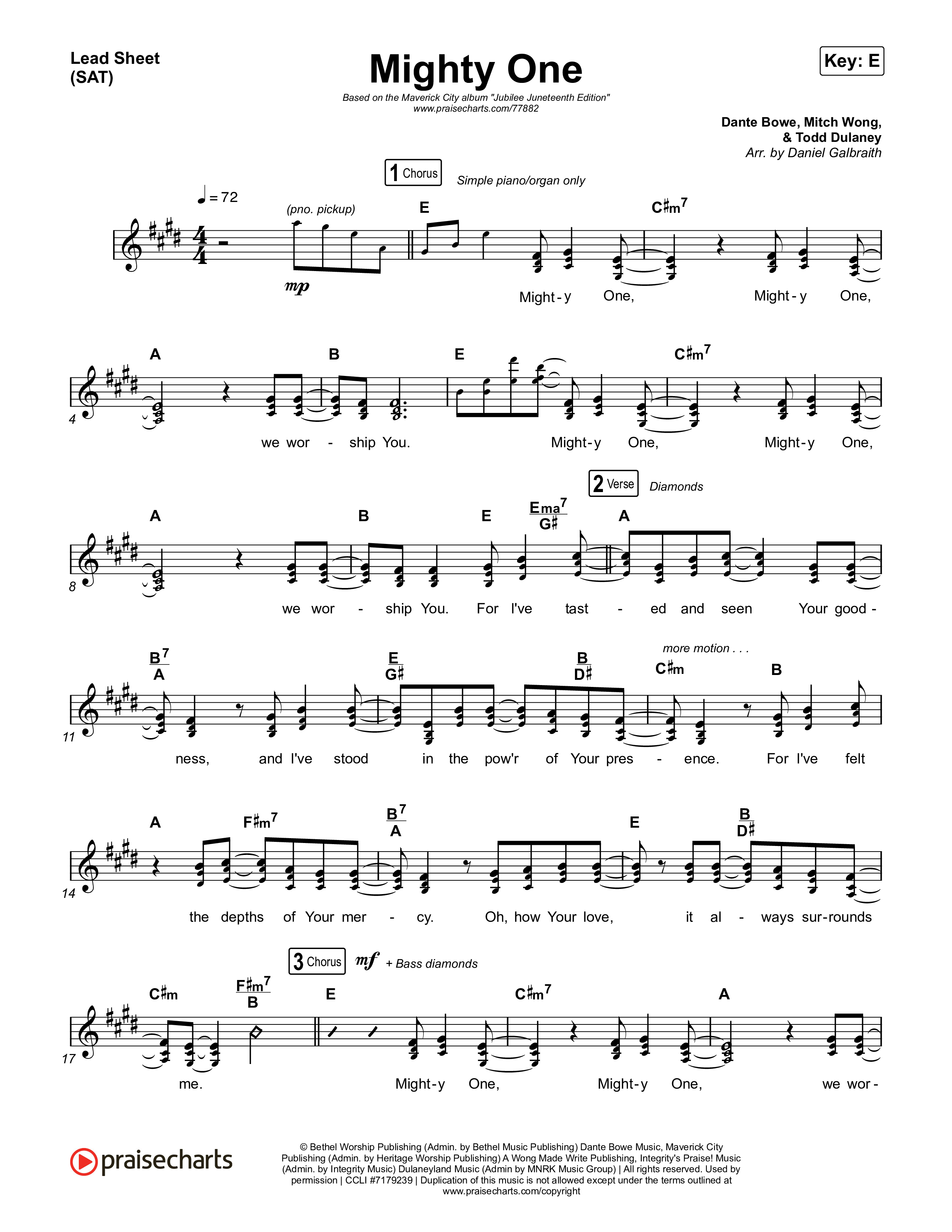 Mighty One Lead Sheet (SAT) (Maverick City Music / Maryanne J. George / Todd Dulaney)