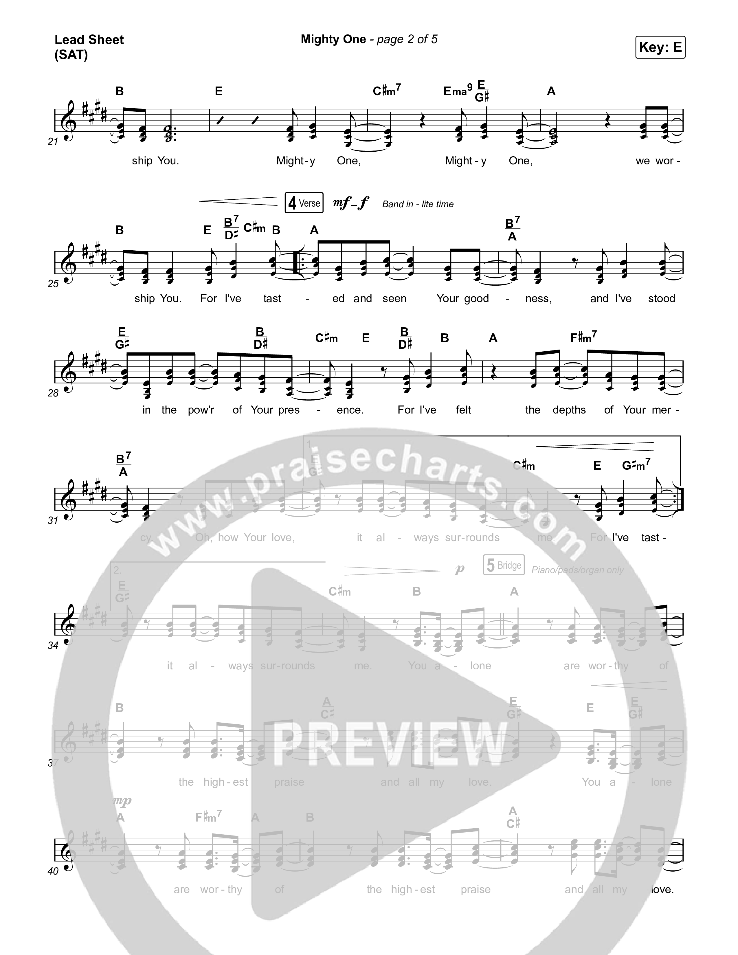 Mighty One Lead Sheet (SAT) (Maverick City Music / Maryanne J. George / Todd Dulaney)