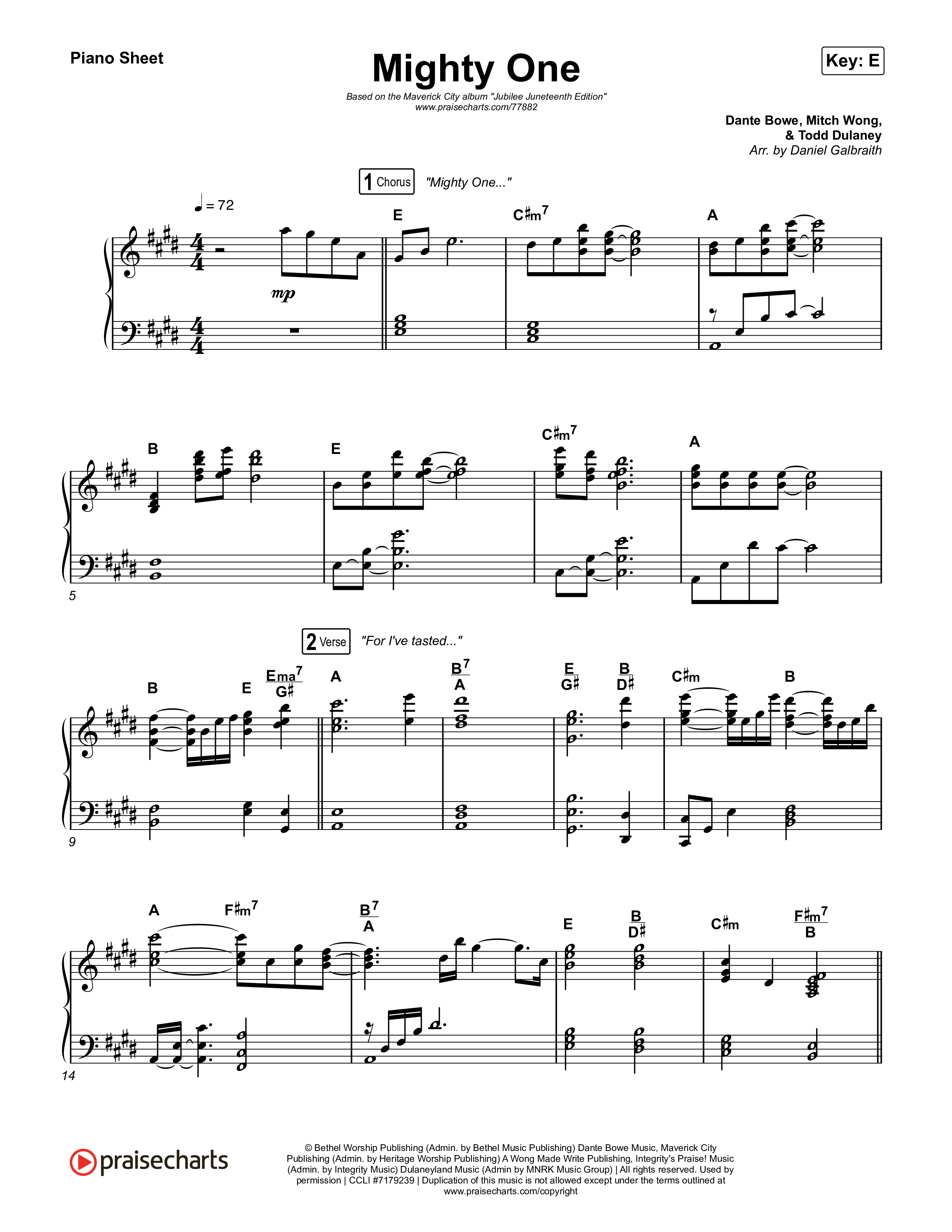 Mighty One Piano Sheet (Maverick City Music / Maryanne J. George / Todd Dulaney)
