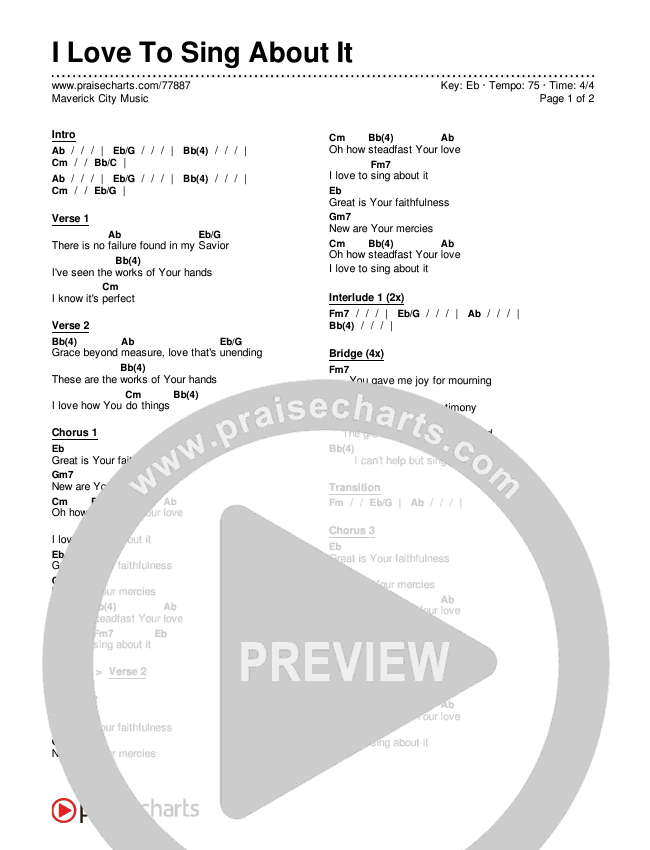 I Love To Sing About It Chords & Lyrics (Maverick City Music)