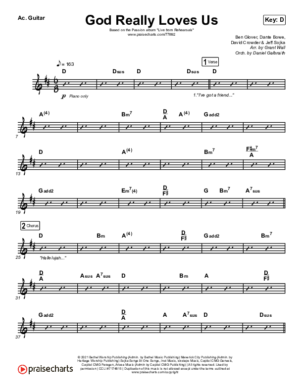 God Really Loves Us (Live) Acoustic Guitar (Passion)