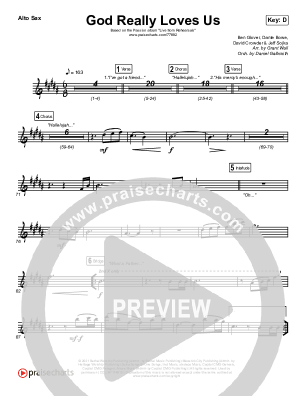 God Really Loves Us (Live) Alto Sax (Passion)