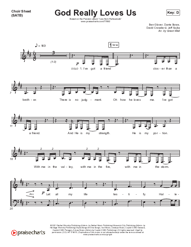 God Really Loves Us (Live) Choir Vocals (SATB) (Passion)