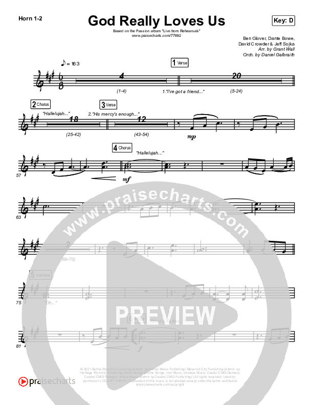 God Really Loves Us (Live) French Horn 1/2 (Passion)