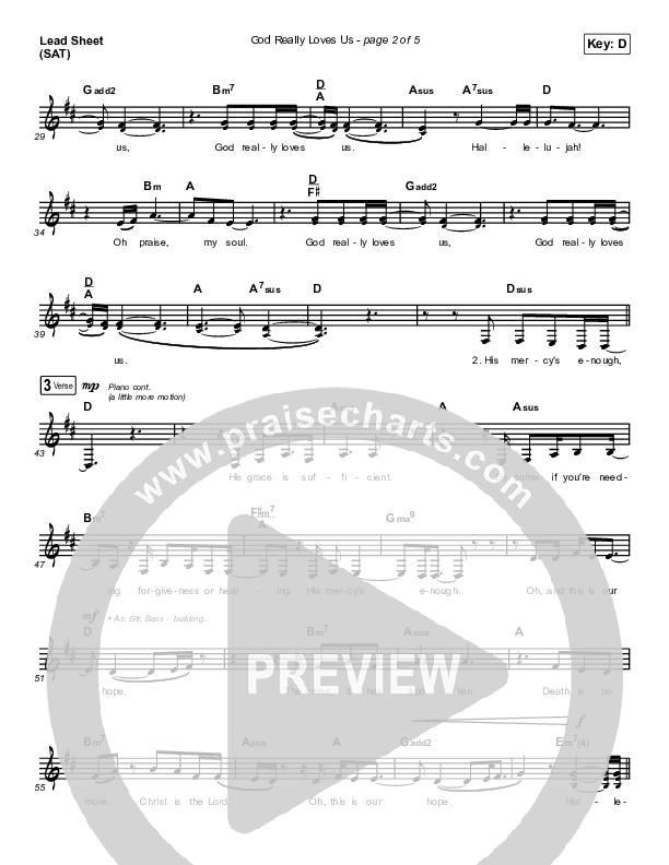 God Really Loves Us (Live) Lead Sheet (SAT) (Passion)