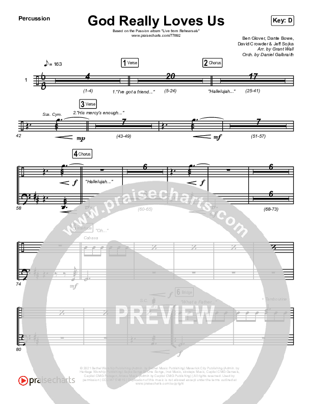 God Really Loves Us (Live) Percussion (Passion)