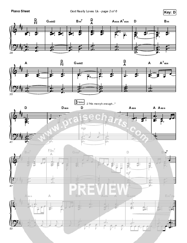 God Really Loves Us (Live) Piano Sheet (Passion)