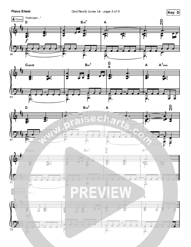God Really Loves Us (Live) Piano Sheet (Passion)