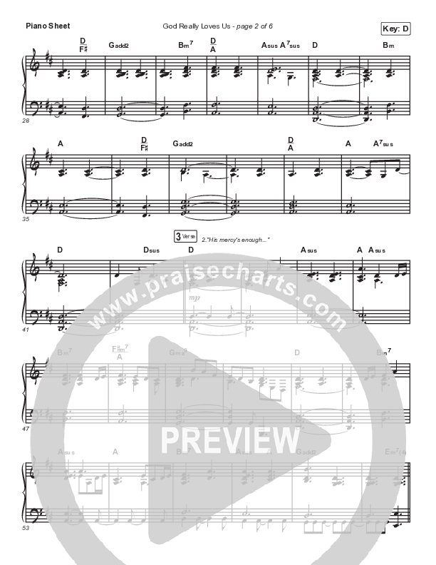 God Really Loves Us (Live) Piano Sheet (Passion)