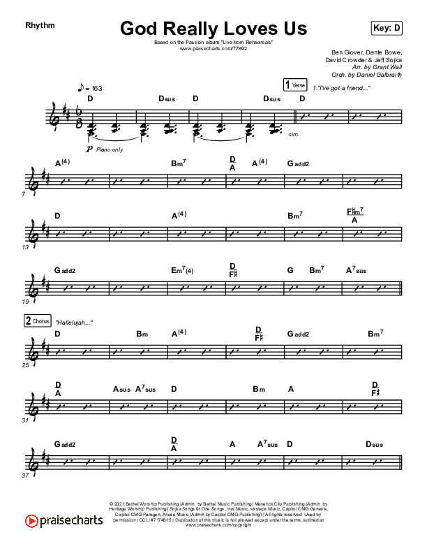 God Really Loves Us (Live) Rhythm Chart (Passion)