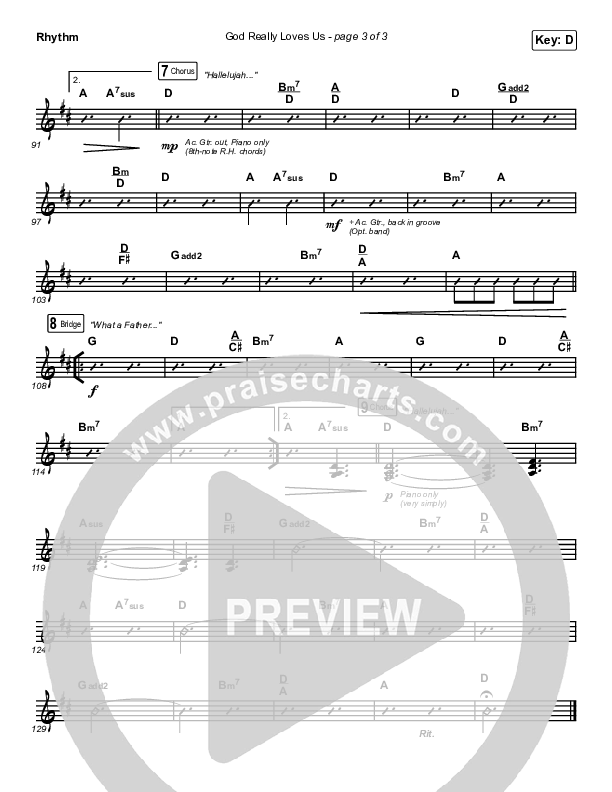 God Really Loves Us (Live) Rhythm Chart (Passion)