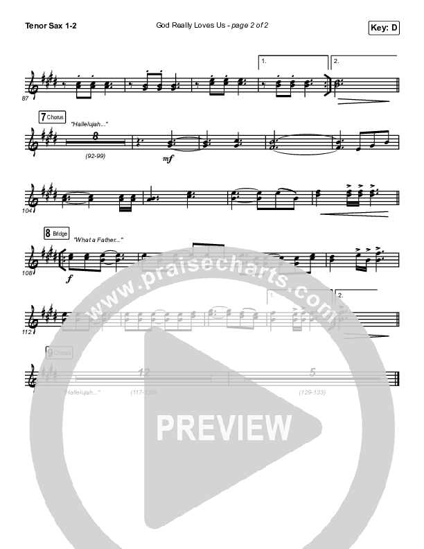 God Really Loves Us (Live) Tenor Sax 1/2 (Passion)