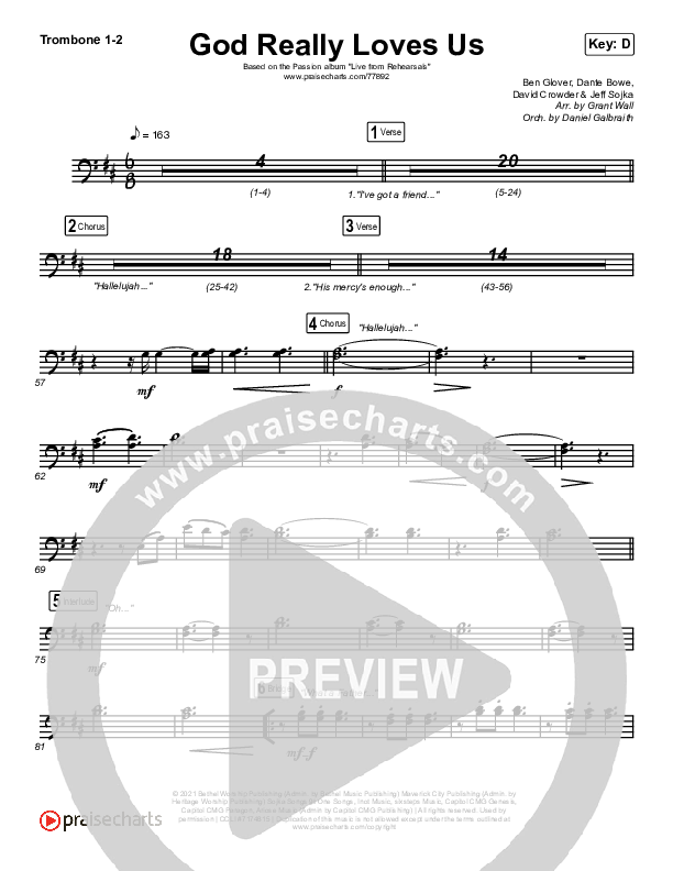 God Really Loves Us (Live) Trombone 1/2 (Passion)