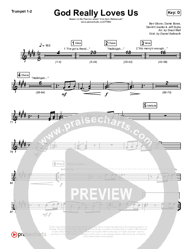 God Really Loves Us (Live) Trumpet 1,2 (Passion)